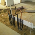 Trenches with pipes and wires