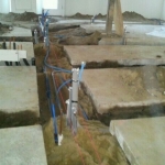 Trenches with pipes and wires